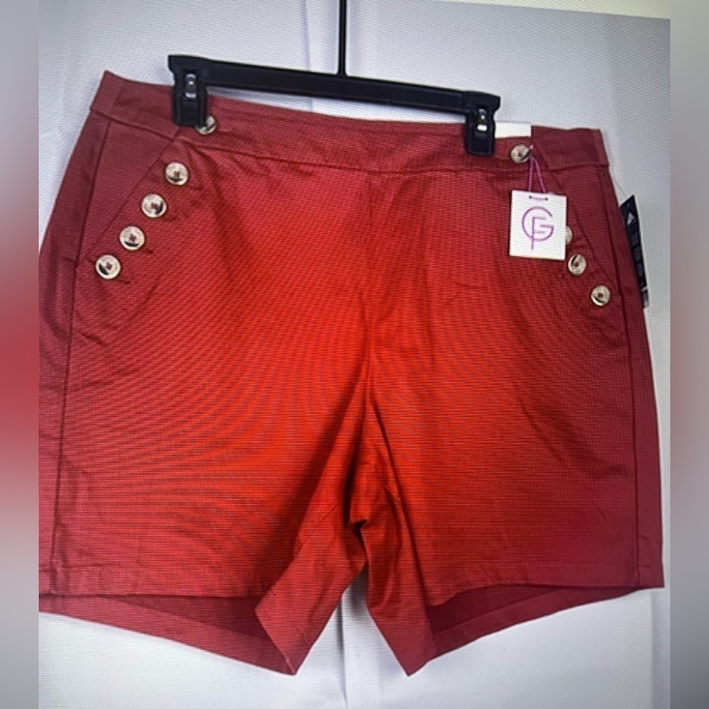 Lane Bryant Womens Red Buttons Pockets Genius Fit Shorts Size 16 NWT